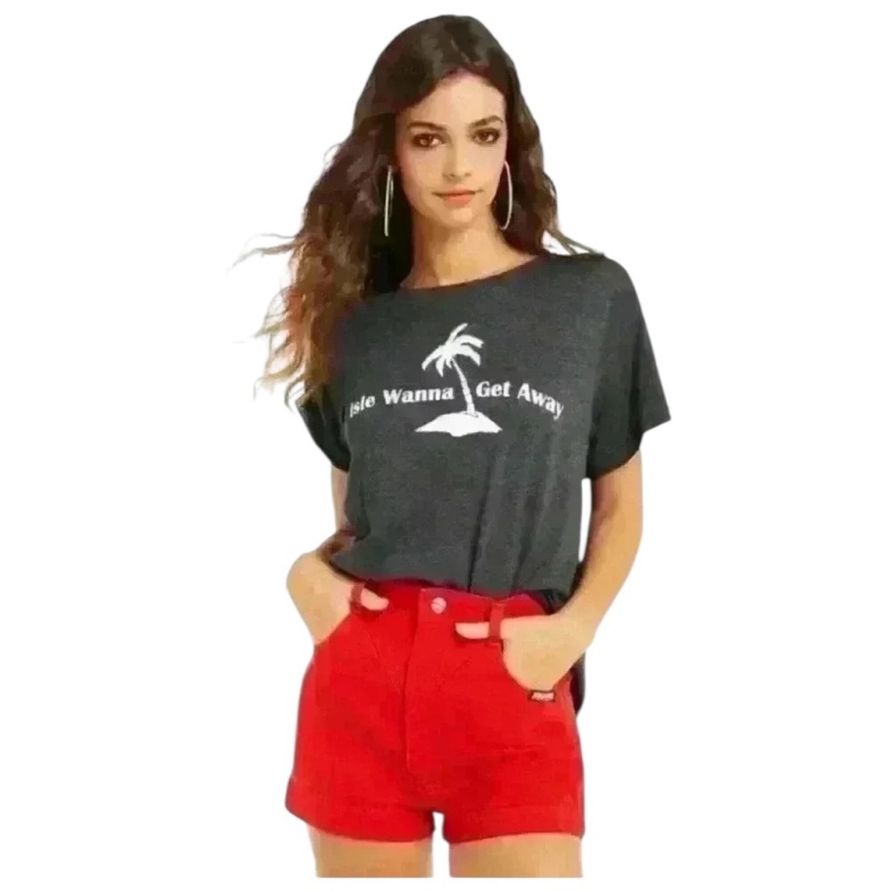 Wildfox Isle Wanna Get Away Gray Manchester‎ Tee Short Sleeve Palm Tree XS NWT